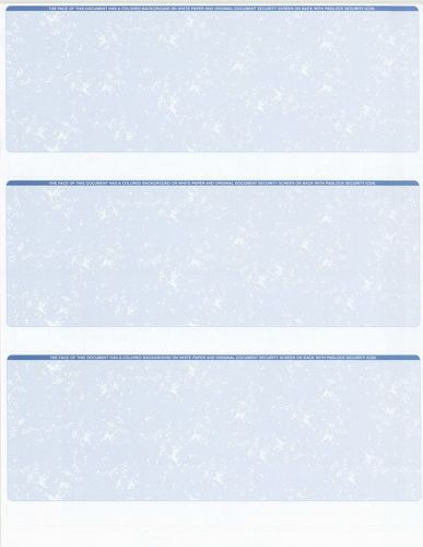 125 Sheets - 375 Checks  Blank Check Stock Paper - Blue - Three (3) on a Page